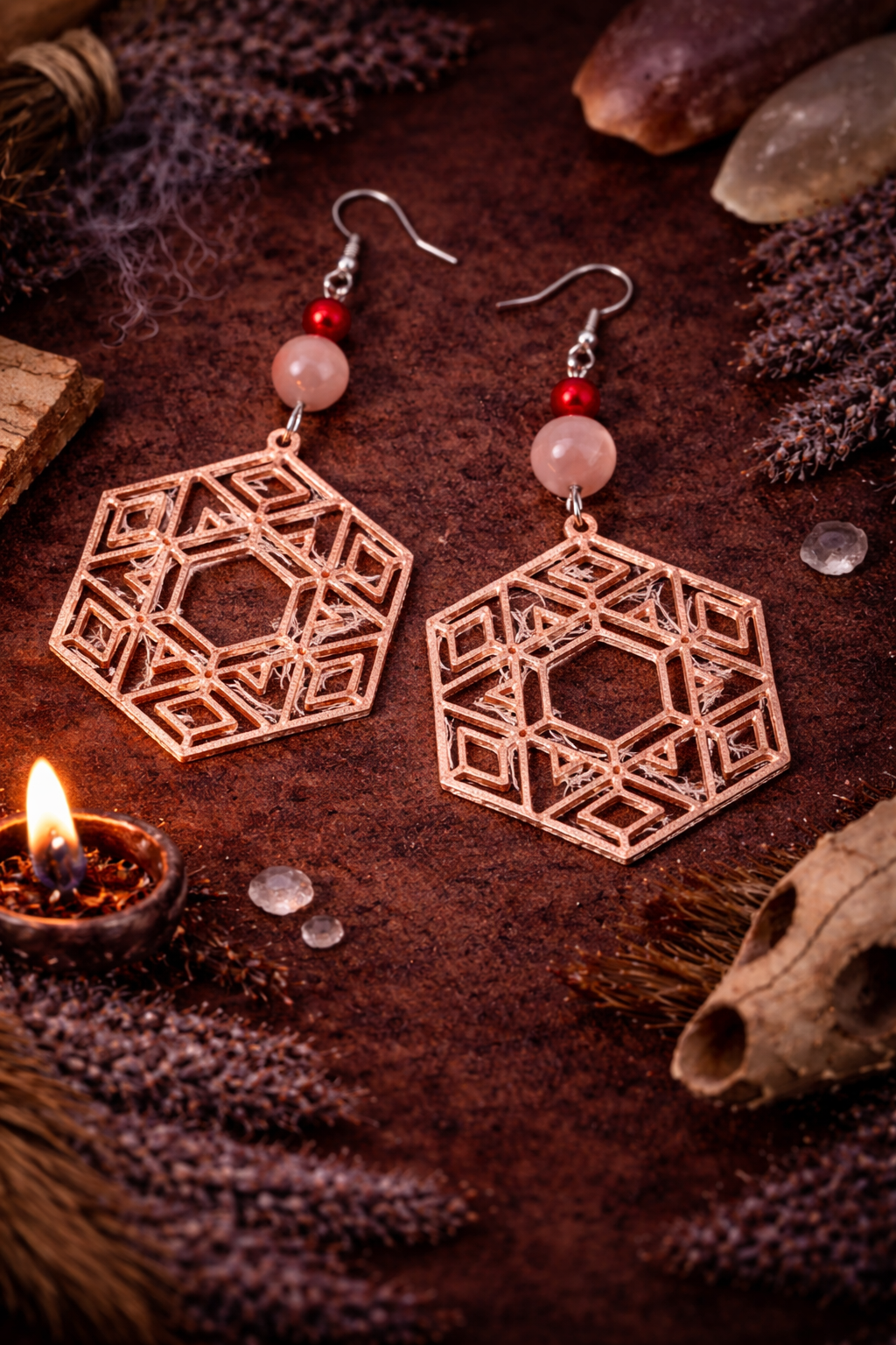 Sacred Prism Cat’s Eye Rose Quartz Earrings - Wyld Witch