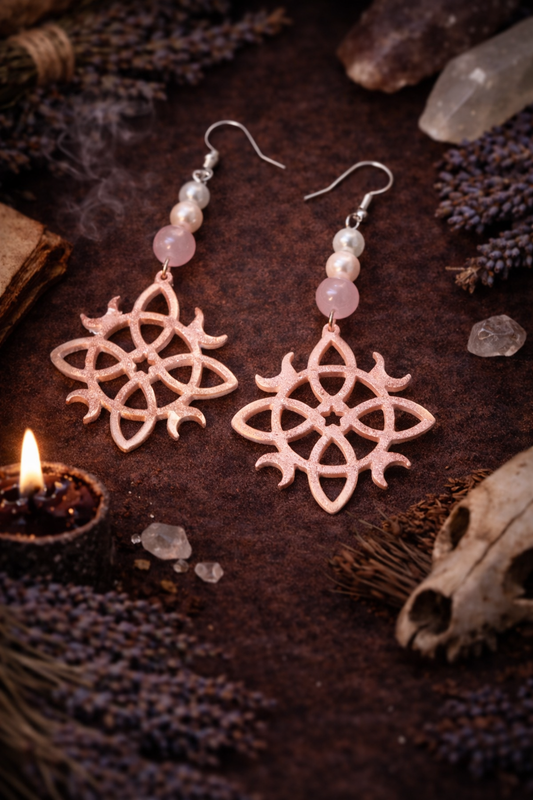 Celestial Bloom Rose Quartz Earrings - Wyld Witch