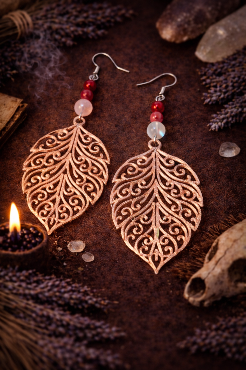 Moonwhisper Leaf Moonstone Earrings - Wyld Witch