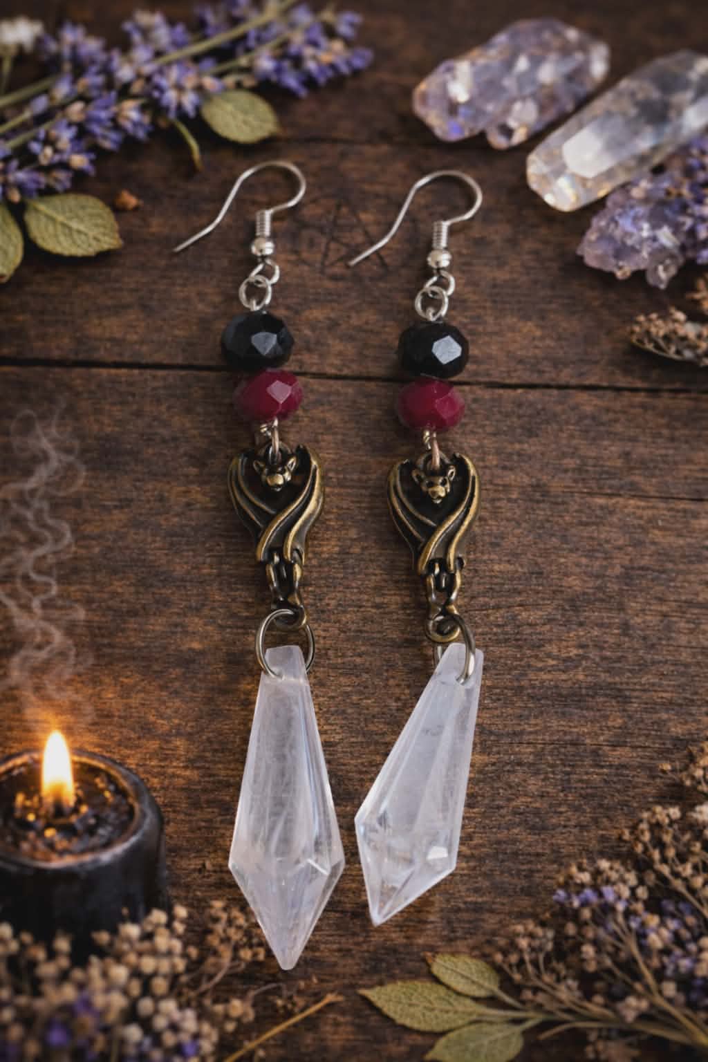 Crimson Oath Crystal Earrings - Wyld Witch