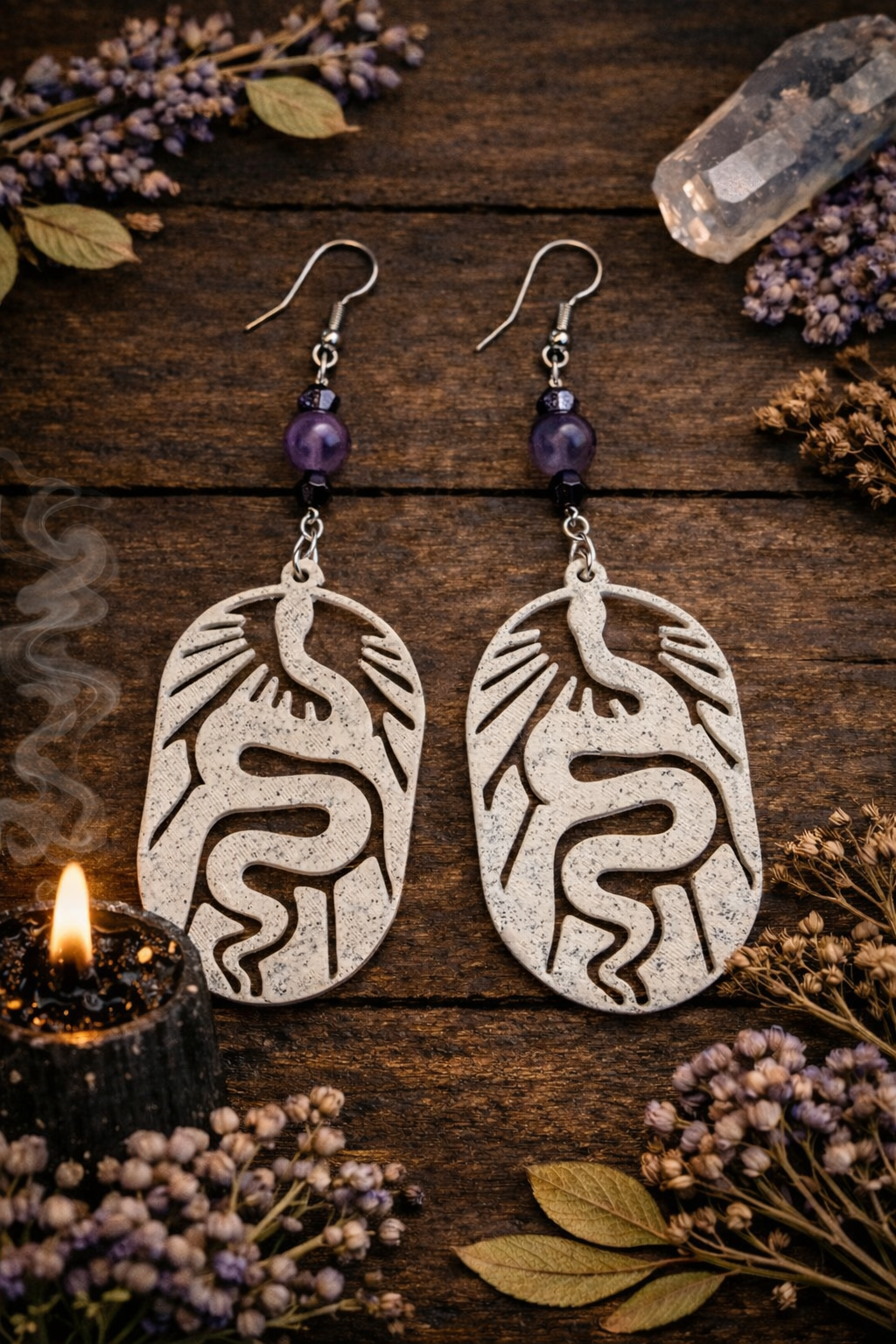 Serpent of Wisdom Amethyst Earrings - Wyld Witch